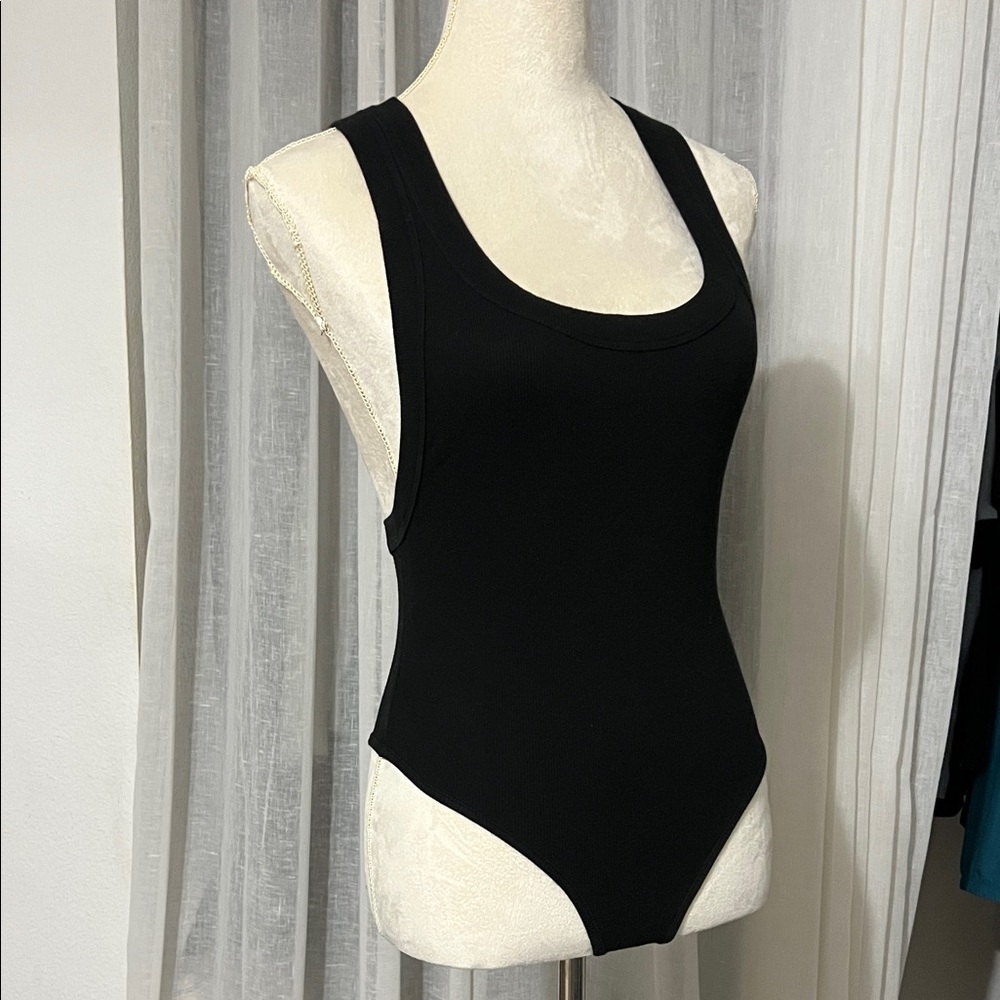 The Line By K Black Crisscross Back Bodysuit